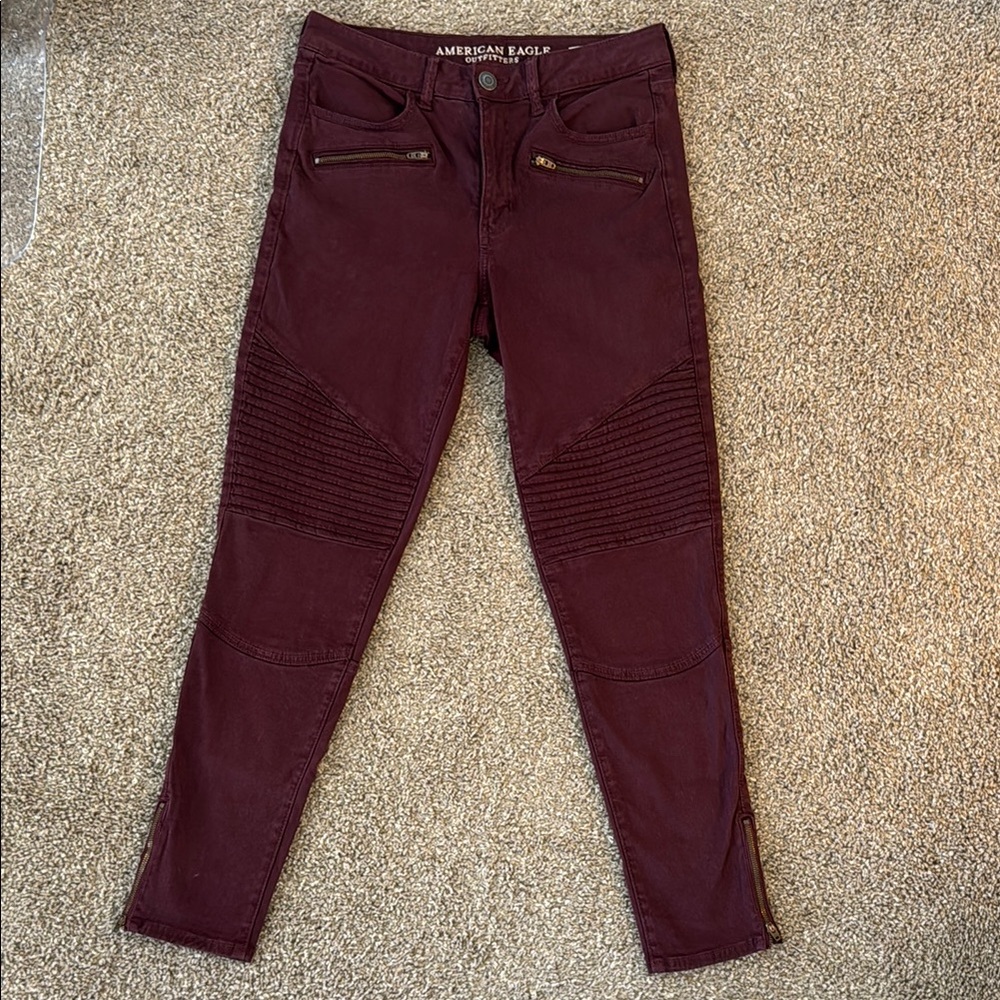 American Eagle Outfitters Burgundy Jeggings Slim Fit